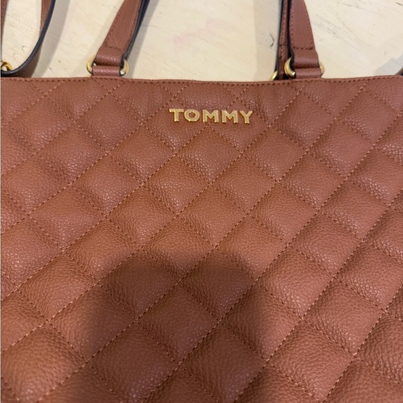 Tommy Hilfiger Women’s Quilted Style Brown Tote Bag Purse - Picture 4 of 12